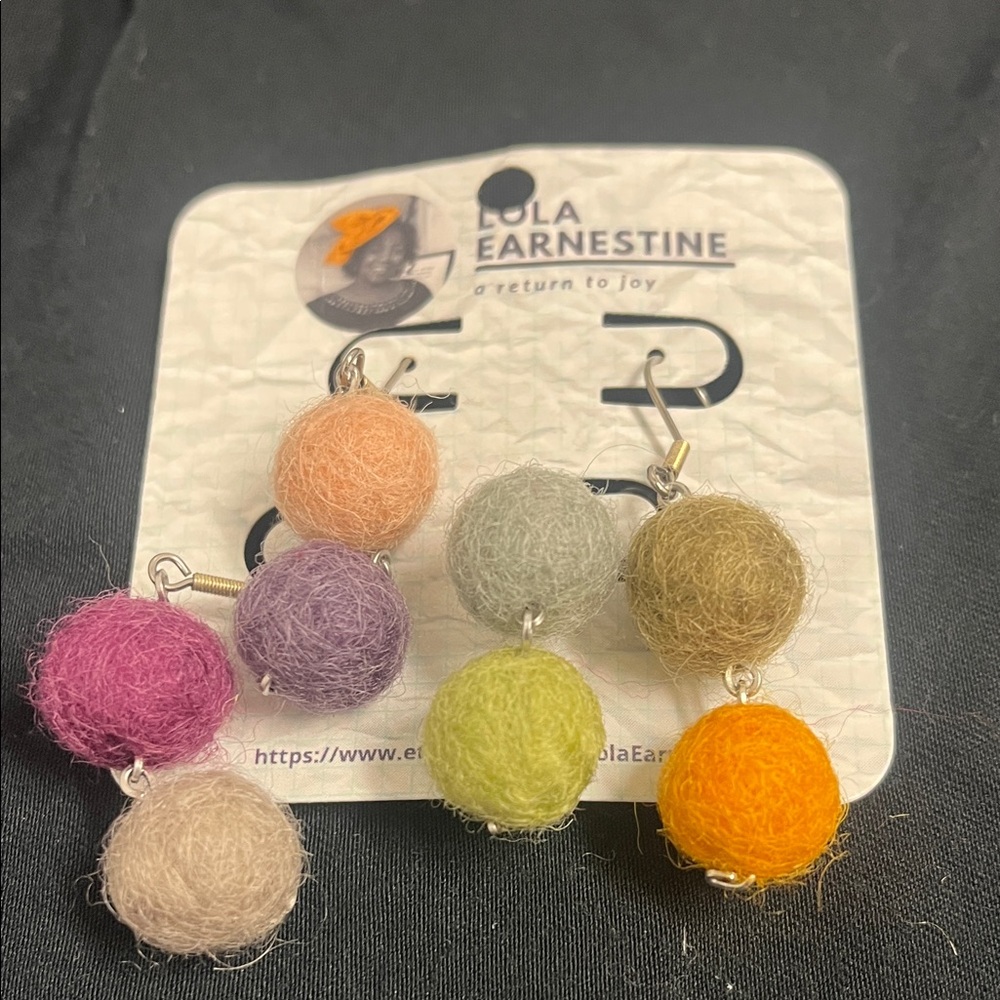 Multicolor Felt Ball Earrings